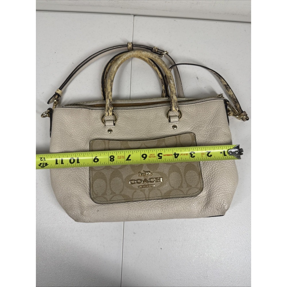 Coach Pebble Leather Emma Satchel w/ Signature Canvas and Snake Embossed Leather - Picture 13 of 14